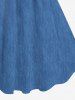 Plus Size Lace Up Grommets Denim 3D Print Tank Dress -  