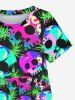 Kid's Colorful Skulls Palm Leaf Print Dress -  