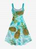 Robe Débardeur Hawaïen Crâne et Ananas Imprimés de Grande Taille - Vert clair 6X