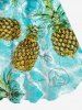 Robe Débardeur Hawaïen Crâne et Ananas Imprimés de Grande Taille - Vert clair 6X