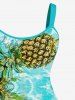 Robe Débardeur Hawaïen Crâne et Ananas Imprimés de Grande Taille - Vert clair 6X