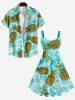 Robe Débardeur Hawaïen Crâne et Ananas Imprimés de Grande Taille - Vert clair 6X