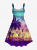 Robe Débardeur Hawaïen Ombrée Cocotier Imprimé en Blocs de Couleurs de Grande Taille - Multi-A 4X