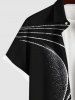 Chemise à Boutons avec Poche et à Imprimé Lignes Géométriques Brillantes 3D pour Hommes Grande-Taille - Noir 2XL