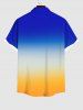 Plus Size Ombre Colorblock Print Buttons Pocket Shirt For Men -  