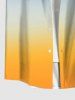 Plus Size Ombre Colorblock Print Buttons Pocket Shirt For Men -  