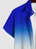 Plus Size Ombre Colorblock Print Buttons Pocket Shirt For Men -  