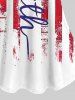 Plus Size Cold Shoulder American Flag Sunflower Letters Print Cami T-shirt -  