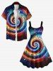 Plus Size Colorful Swirls Music Notes Print Tank Dress -  