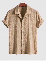 Men's Geometric Lace Openwork Camp Collar Button Up Short Sleeves Shirt -  