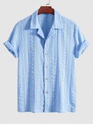 Men's Geometric Lace Openwork Camp Collar Button Up Short Sleeves Shirt -  