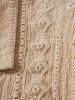 Men's Geometric Lace Openwork Camp Collar Button Up Short Sleeves Shirt -  