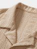 Men's Geometric Lace Openwork Camp Collar Button Up Short Sleeves Shirt -  