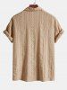 Men's Geometric Lace Openwork Camp Collar Button Up Short Sleeves Shirt -  