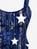 Plus Size Patriotic American Flag Coconut Tree Star Print Hawaii Tank Dress -  