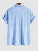 Men's Geometric Lace Openwork Camp Collar Button Up Short Sleeves Shirt -  
