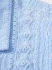 Men's Geometric Lace Openwork Camp Collar Button Up Short Sleeves Shirt -  