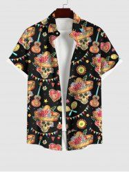 Chapeau de Danse Couverture et Bonbons Motif Cœurs Fleurs avec Poches Bordurées pour Hommes - Noir 3XL