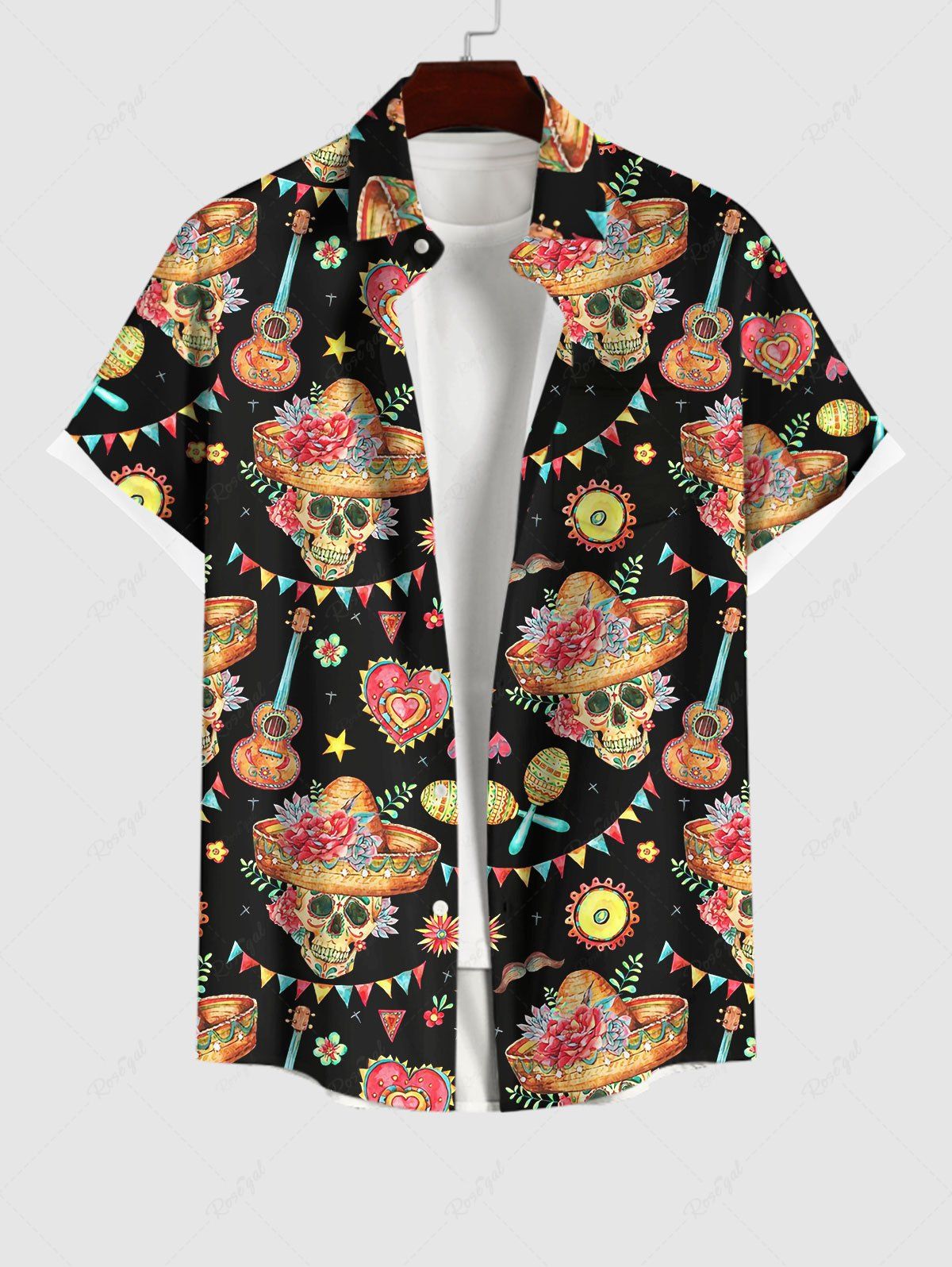 Chapeau de Danse Couverture et Bonbons Motif Cœurs Fleurs avec Poches Bordurées pour Hommes Noir 2XL