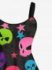 Coloful Skull Star Print Plus Size Matching Outfit For Couples -  