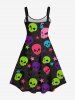 Coloful Skull Star Print Plus Size Matching Outfit For Couples -  