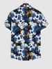 Chemise Imprimée à Fleurs et Crâne à Encre à Boutons Grande Taille avec Poche pour Homme - Noir L
