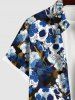 Chemise Imprimée à Fleurs et Crâne à Encre à Boutons Grande Taille avec Poche pour Homme - Noir L