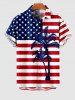 Chemise à Boutons avec Poche et à Imprimé Cocotiers et Drapeau Américain Grande-Taille pour Hommes - Multi-A 4XL