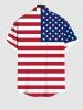 Chemise à Boutons avec Poche et à Imprimé Cocotiers et Drapeau Américain Grande-Taille pour Hommes - Multi-A 3XL