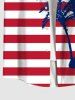 Chemise à Boutons avec Poche et à Imprimé Cocotiers et Drapeau Américain Grande-Taille pour Hommes - Multi-A 3XL
