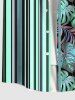 Plus Size Striped Coconut Leaves Print Hawaii Button Pocket Shirt For Men -  