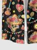 Chapeau de Danse Couverture et Bonbons Motif Cœurs Fleurs avec Poches Bordurées pour Hommes - Noir 3XL