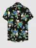Chemise Homme à Boutons avec Poche Imprimé Roses et Crânes - Noir L