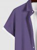 Chemise Boutonnée en Blocs de Couleurs Lune et Soleil Imprimés avec Poche de Grande Taille pour Homme - Pourpre  M