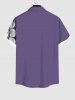 Chemise Boutonnée en Blocs de Couleurs Lune et Soleil Imprimés avec Poche de Grande Taille pour Homme - Pourpre  XL