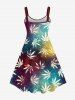 Plus Size Maple Leaf Ombre Tie Dye Print Hawaii Tank Dress -  