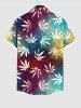Chemise Hawaiienne Imprimé Feuilles D'érable Ombre à Boutons Grande Taille pour Homme - Noir 3XL