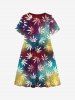 Kid's Maple Leaf Ombre Tie Dye Print Hawaii Dress -  
