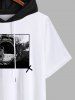 Men's Astronaut Photo Print Drawstring Hooded T-shirt -  