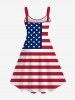 Plus Size Patriotic American Flag Coconut Tree Print Tank Dress -  