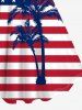 Plus Size Patriotic American Flag Coconut Tree Print Tank Dress -  