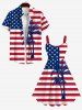 Plus Size Patriotic American Flag Coconut Tree Print Tank Dress -  