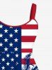 Plus Size Patriotic American Flag Coconut Tree Print Tank Dress -  