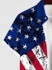 Plus Size Patriotic American Flag Sea Waves Print Buttons Pocket Shirt For Men -  