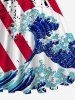 Plus Size Patriotic American Flag Sea Waves Print 1950s Vintage Dress -  
