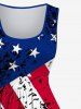 Plus Size Patriotic American Flag Sea Waves Print 1950s Vintage Dress -  