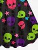 Plus Size Coloful Skull Star Print Tank Dress -  