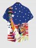 Chemise à Imprimé Statue de la Liberté et Drapeau Américain avec Poche Grande-Taille pour Hommes - Bleu M