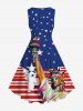 Plus Size Statue Of Liberty American Flag Print Vintage 1950s Swing A Line Dress -  