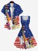 Plus Size Statue Of Liberty American Flag Print Vintage 1950s Swing A Line Dress -  